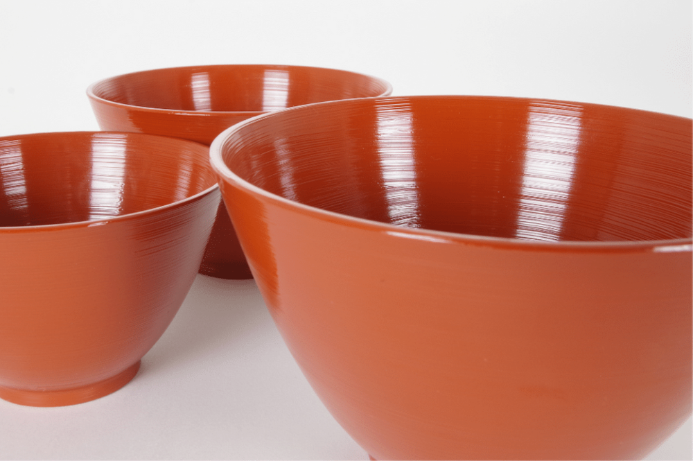 刷毛目 カップ椀 朱